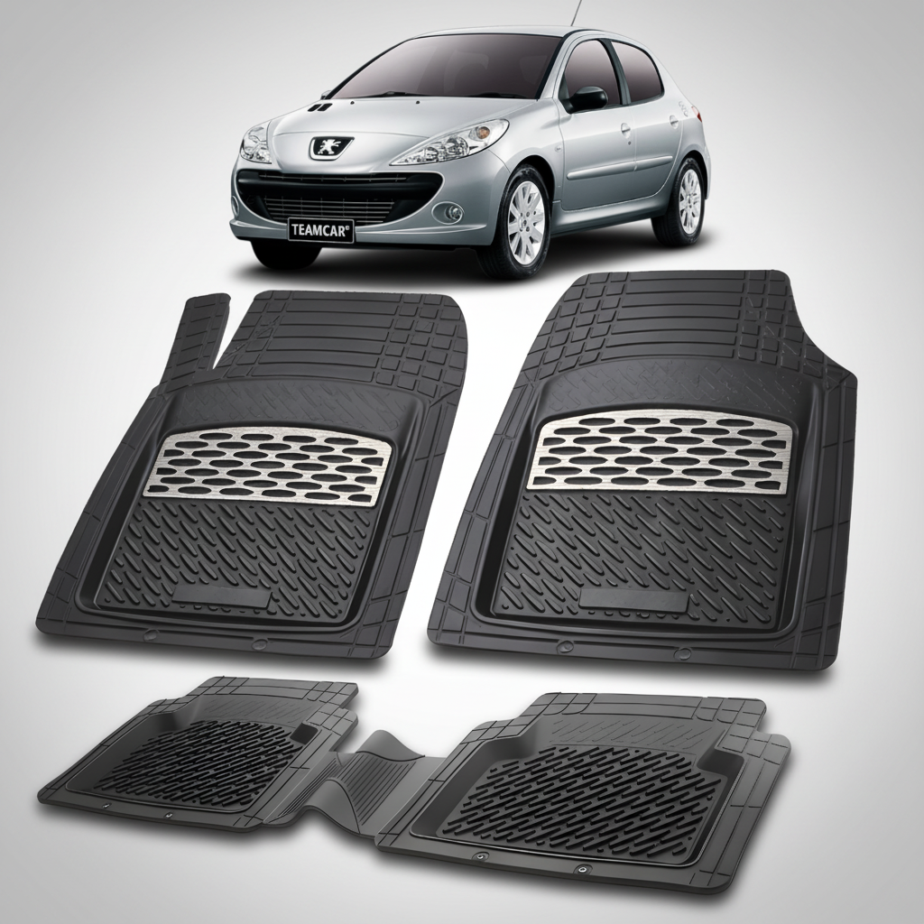 Covorase Cauciuc tip Tavita Compatibile Peugeot 206 Plus Hatchback 5 usi, Silver