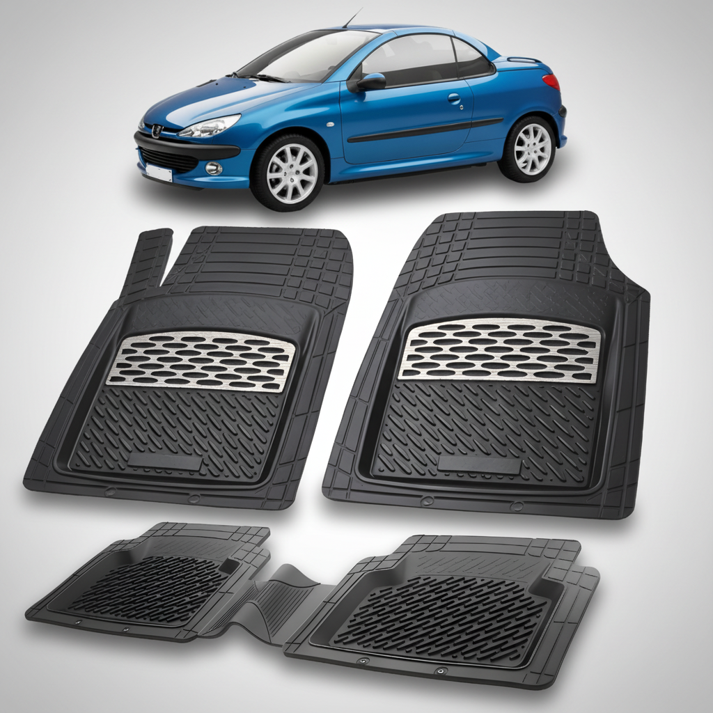 Covorase Tavita Cauciuc Compatibile Peugeot 206 CC 2000-2008, Silver