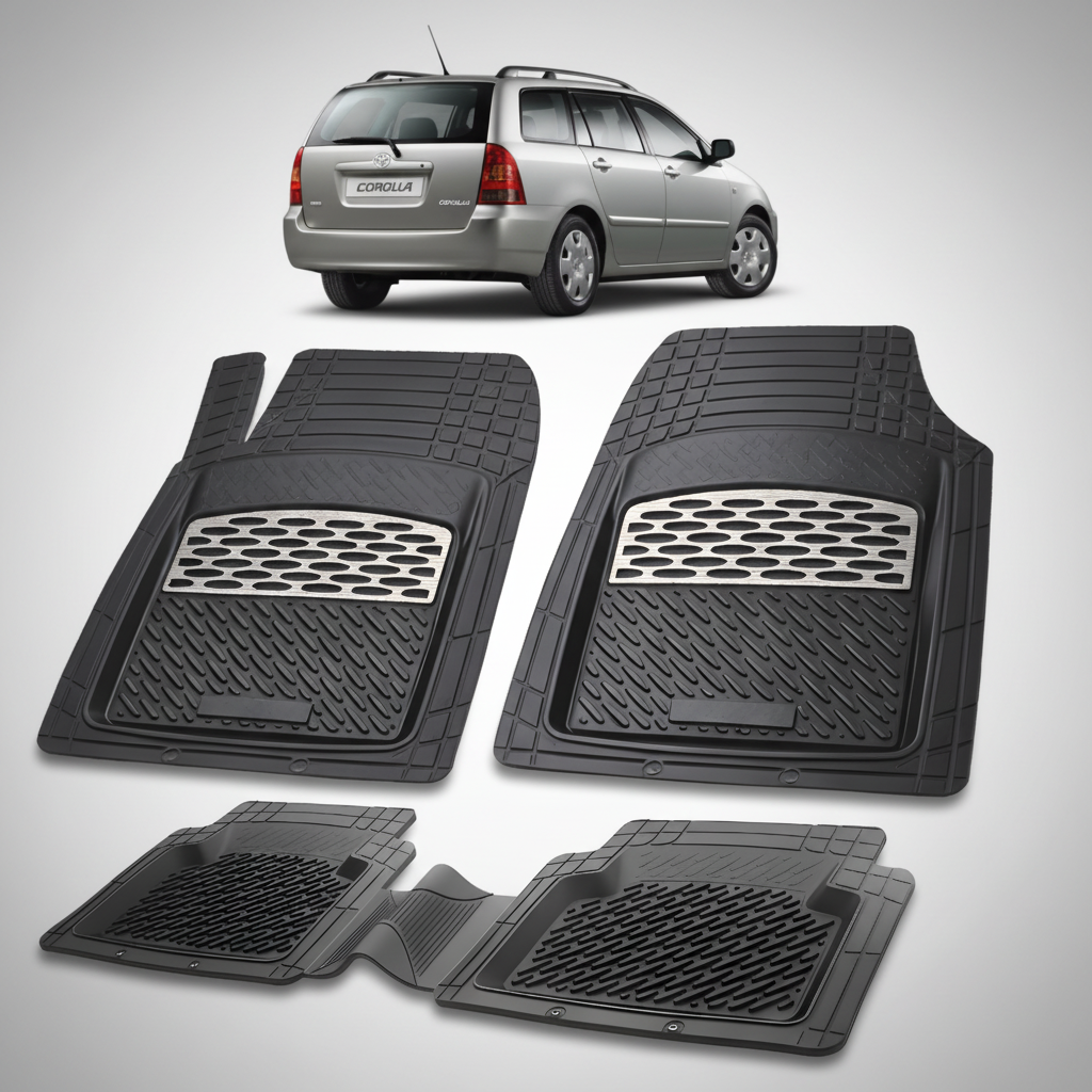 Covorase Auto Cauciuc Tip Tavita Compatibile Toyota Corolla E12 Combi (2001-2007) Silver
