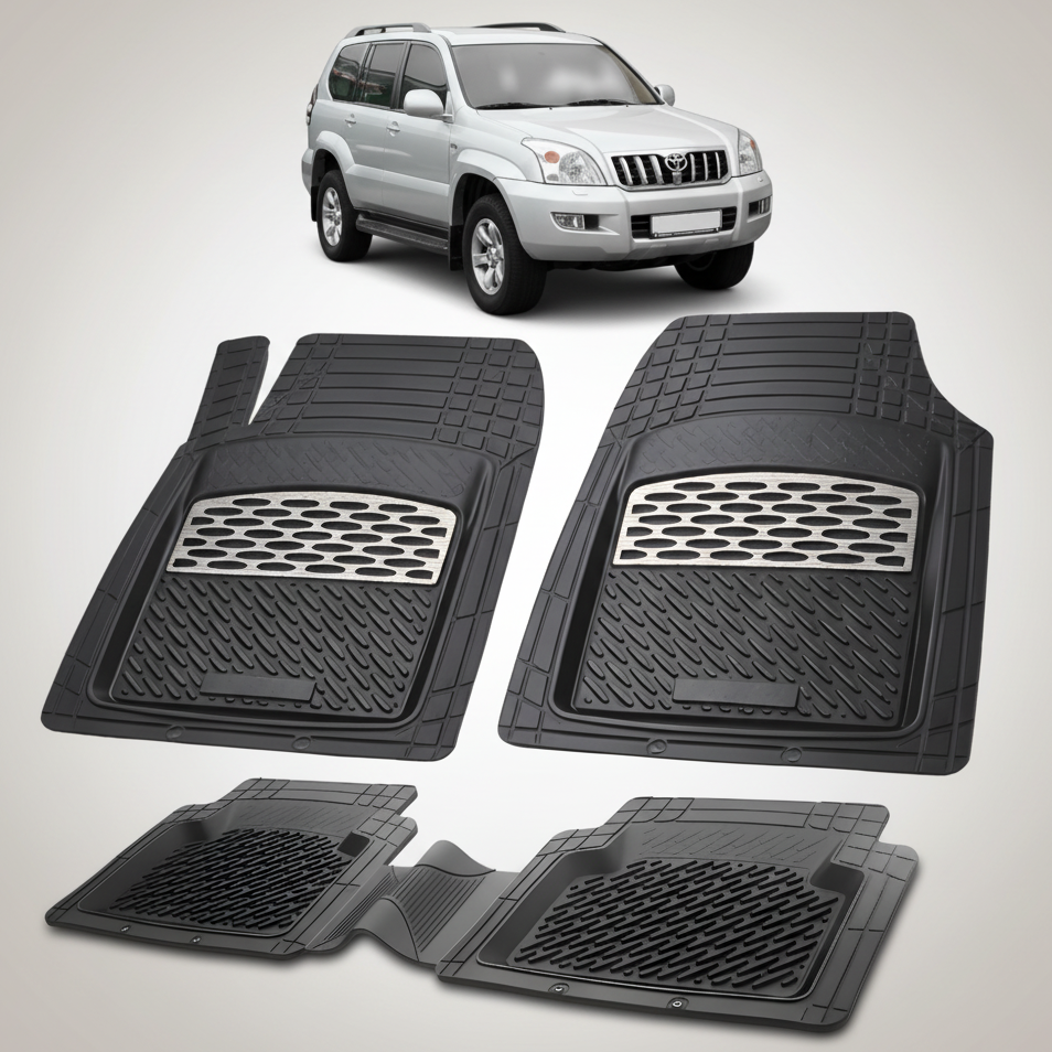 Covorase Auto Tavita Cauciuc Compatibile Toyota Land Cruiser J120 (2002-2009) Silver