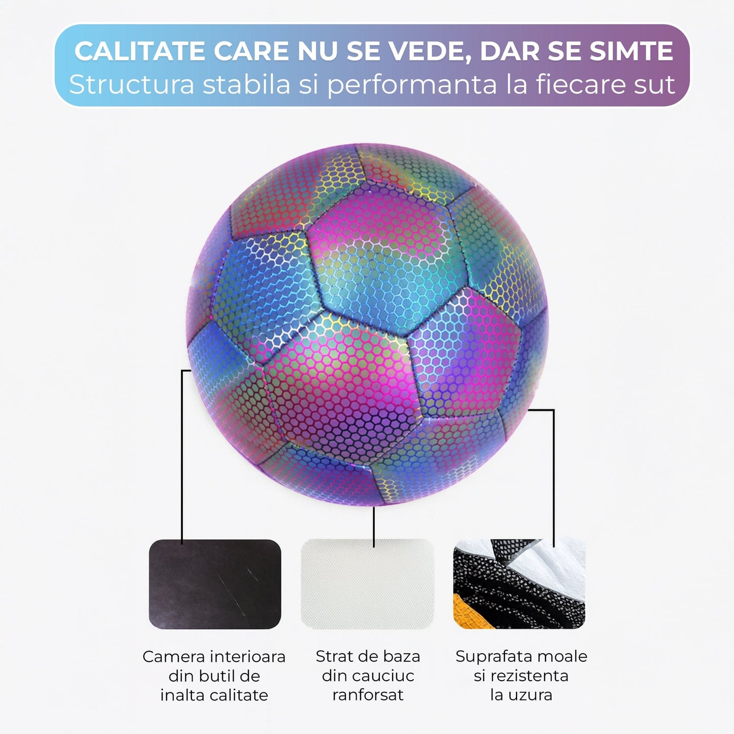 Minge fotbal din PU rezistent - Cusatura masina pentru forma stabila