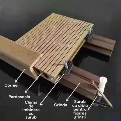 Grinda montaj deck plina, WPC, Naimeed D6487/D6470, 290x4x2.5 cm, Maro inchis
