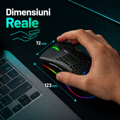 Mouse gaming wireless Timebox, ultrausor 95g, FastCharge, USB, 4 GHz, Negru