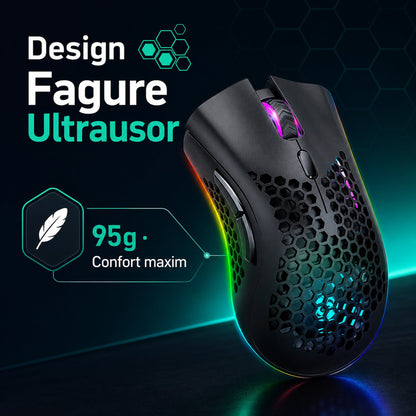 Mouse gaming wireless Timebox, ultrausor 95g, FastCharge, USB, 4 GHz, Negru