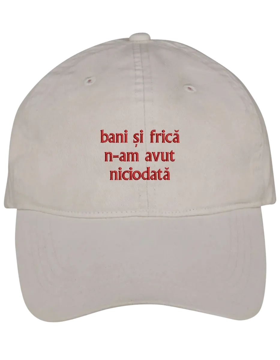 Bani si frica sapca brodata