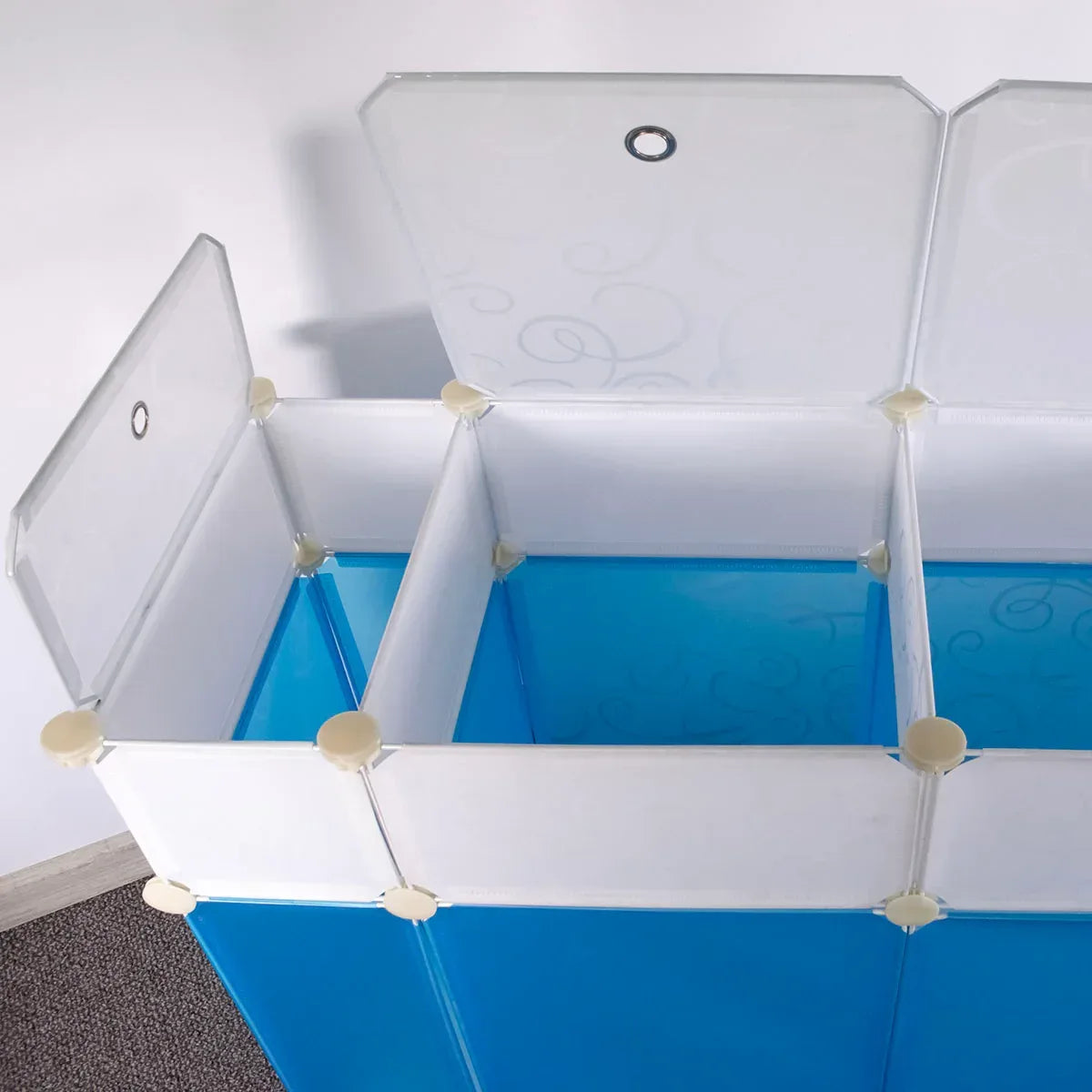 Organizator Modular 3C, 3 compartimente, 65x78x35cm, Albastru/Alb