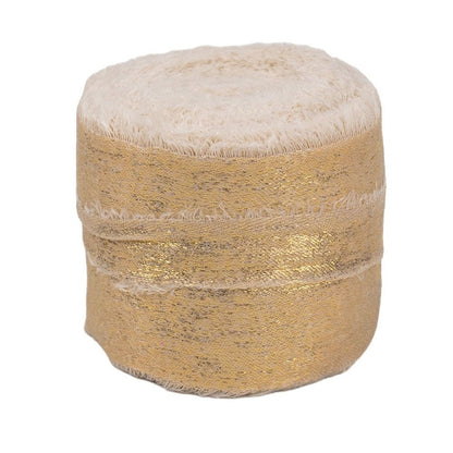 Panglică textil strălucitoare cu margini nefinisate - auriu - 4cm x 5m