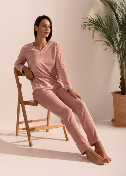 Pantaloni Damă Velvet Roz