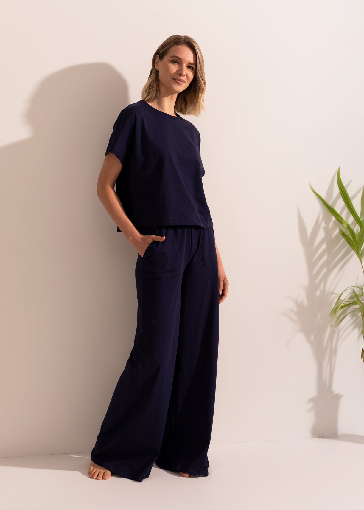 Pantaloni Evazați Damă Texture Bumbac