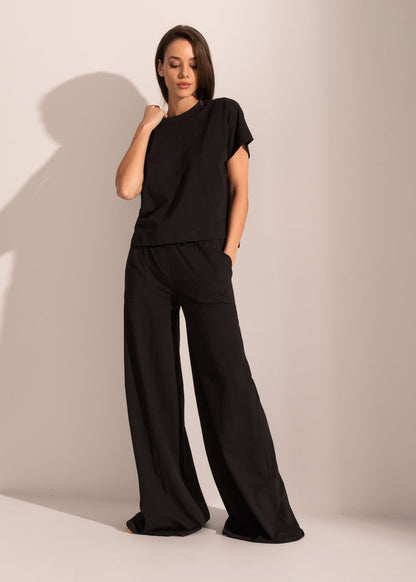 Pantaloni Evazați Damă Texture Bumbac