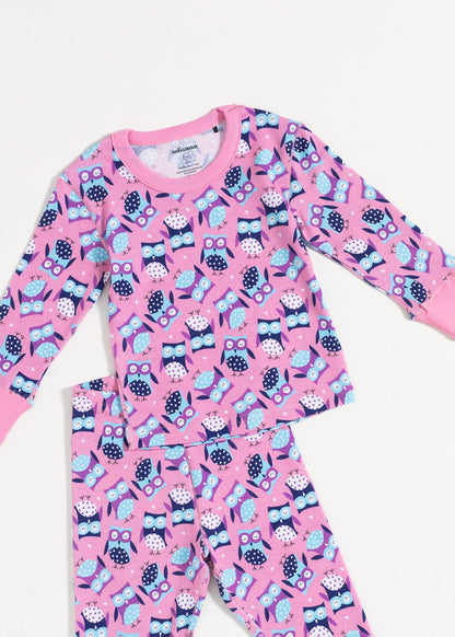 Pijama Baby Pink Owl Bumbac