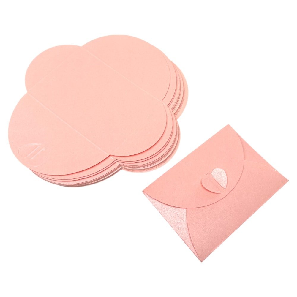 Plicuri hârtie cu închidere în formă de inimă - roz (set 20 buc) 10x7cm