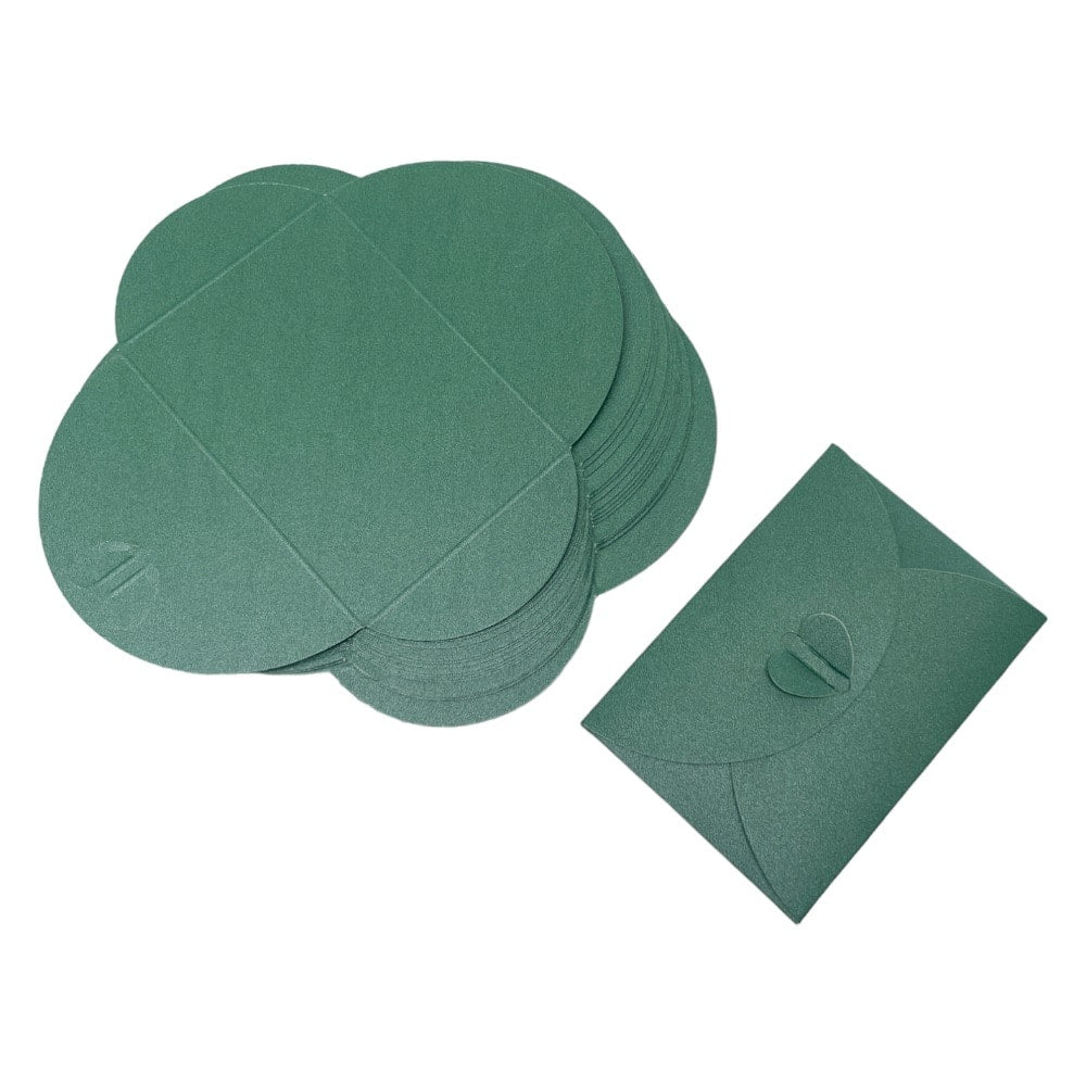 Plicuri hârtie cu închidere în formă de inimă - verde (set 20 buc) 10x7cm