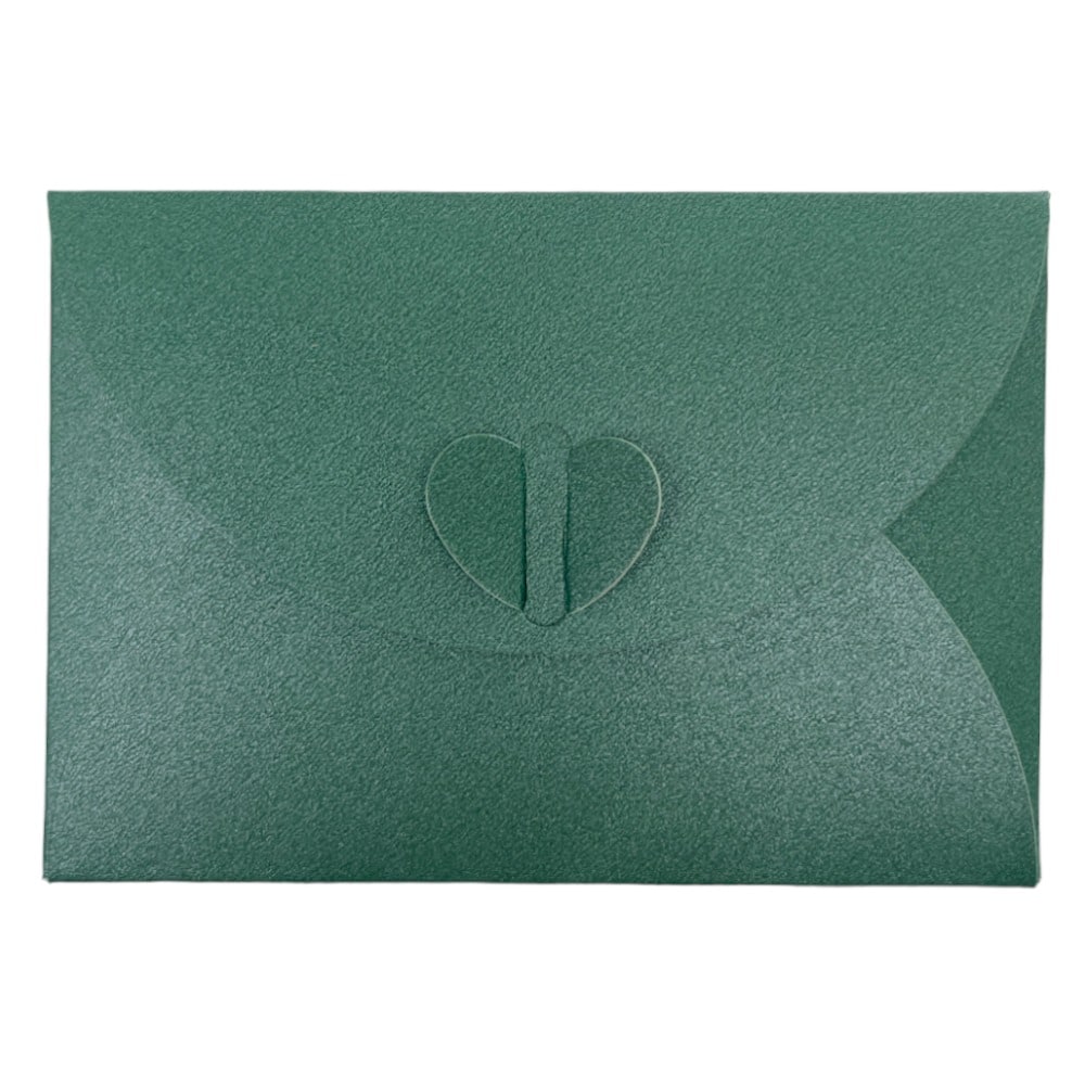 Plicuri hârtie cu închidere în formă de inimă - verde (set 20 buc) 10x7cm
