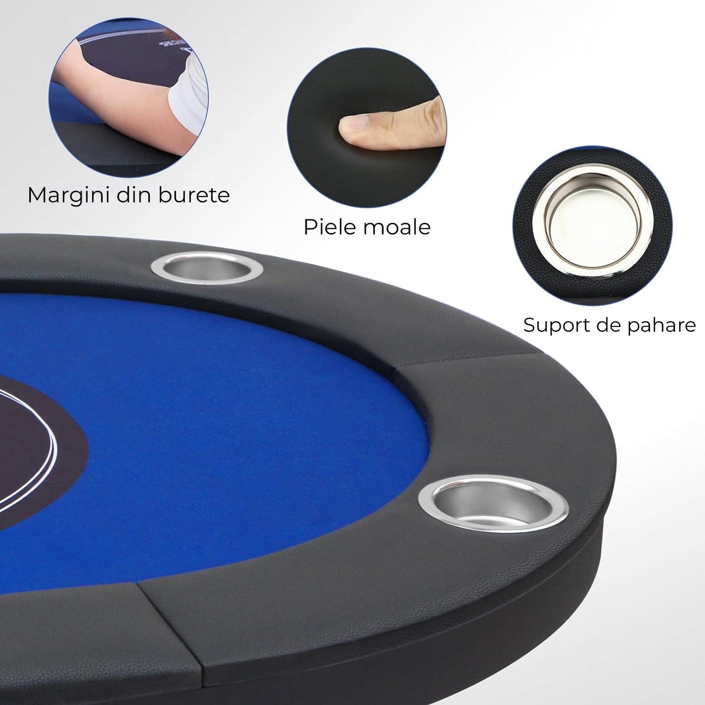 Masa de Poker Pliabila Timebox, 8 Jucatori, Albastru