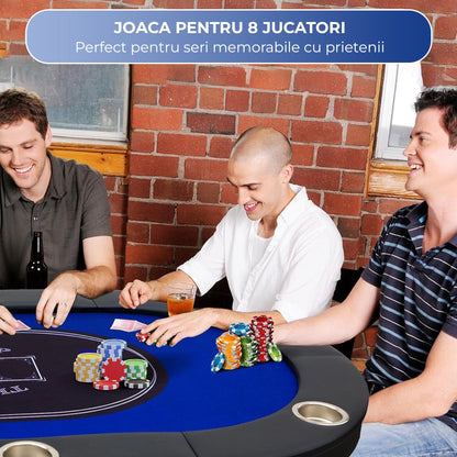 Masa de Poker Pliabila Timebox, 8 Jucatori, Albastru