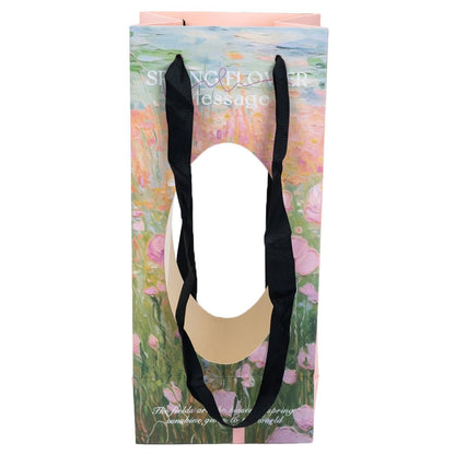 Pungi hârtie cu imprimeu floral și text (set 10 buc)