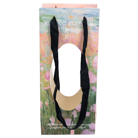 Pungi hârtie cu imprimeu floral și text (set 10 buc)