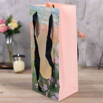 Pungi hârtie cu imprimeu floral și text (set 10 buc)