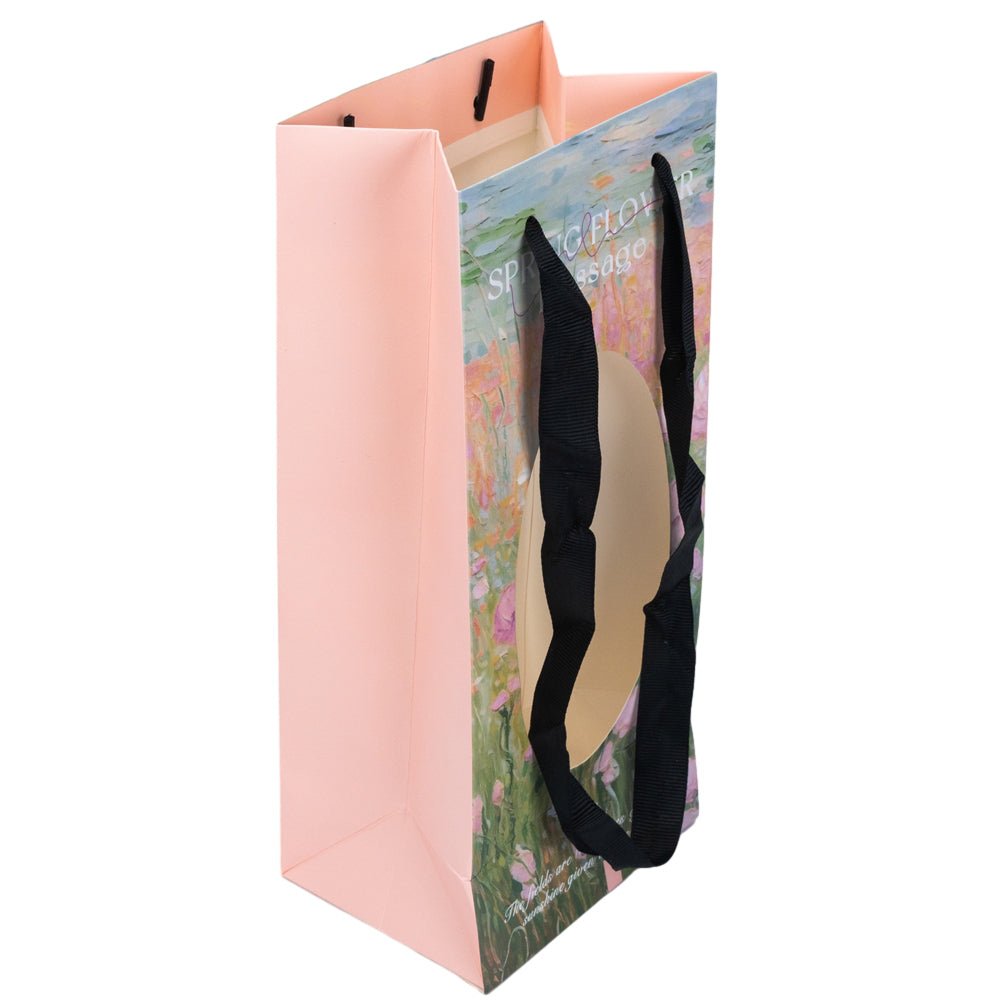 Pungi hârtie cu imprimeu floral și text (set 10 buc)