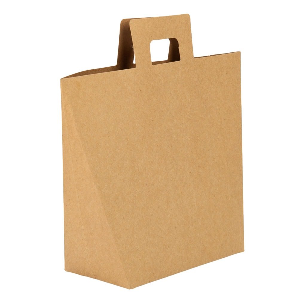 Pungă kraft cu mâner dreptunghiular (set 12 buc)