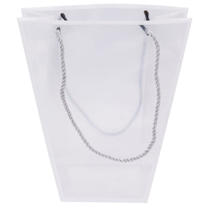 Pungă trapez din plastic cu mânere din sfoară - alb (set 10 buc) 26x24x12cm