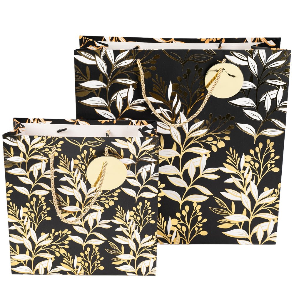Pungi cadou cu model floral alb negru, mix 4 modele
