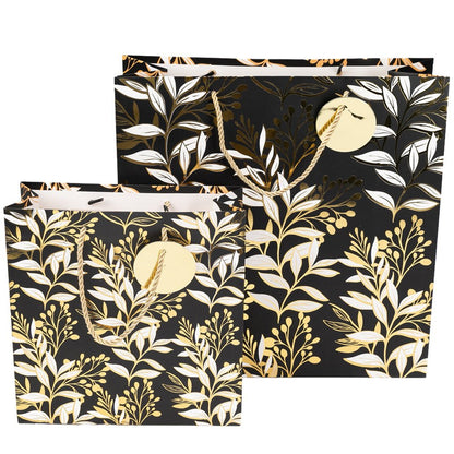 Pungi cadou cu model floral alb negru, mix 4 modele