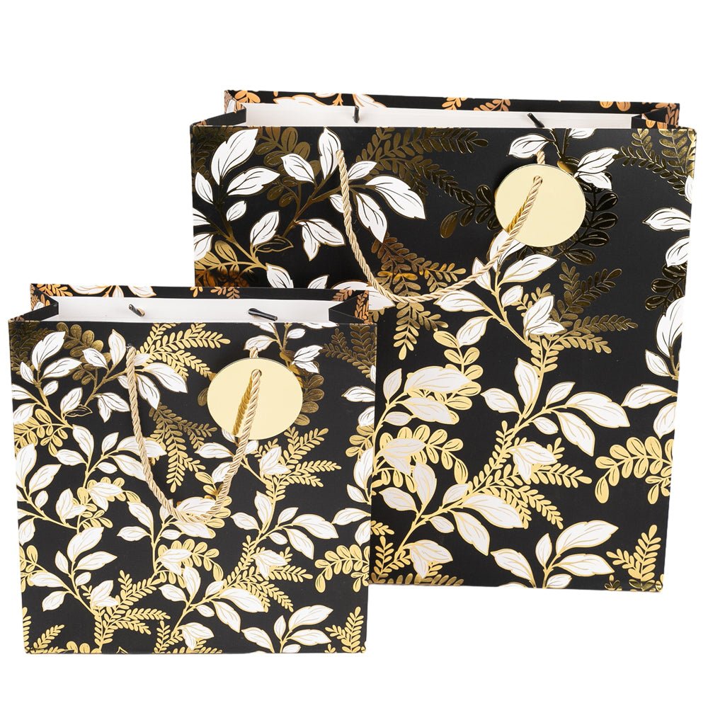 Pungi cadou cu model floral alb negru, mix 4 modele
