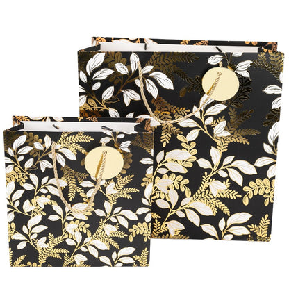 Pungi cadou cu model floral alb negru, mix 4 modele
