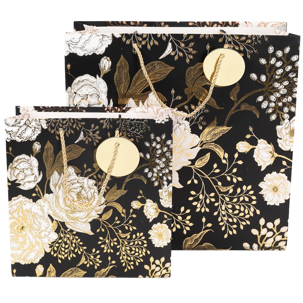 Pungi cadou cu model floral alb negru, mix 4 modele