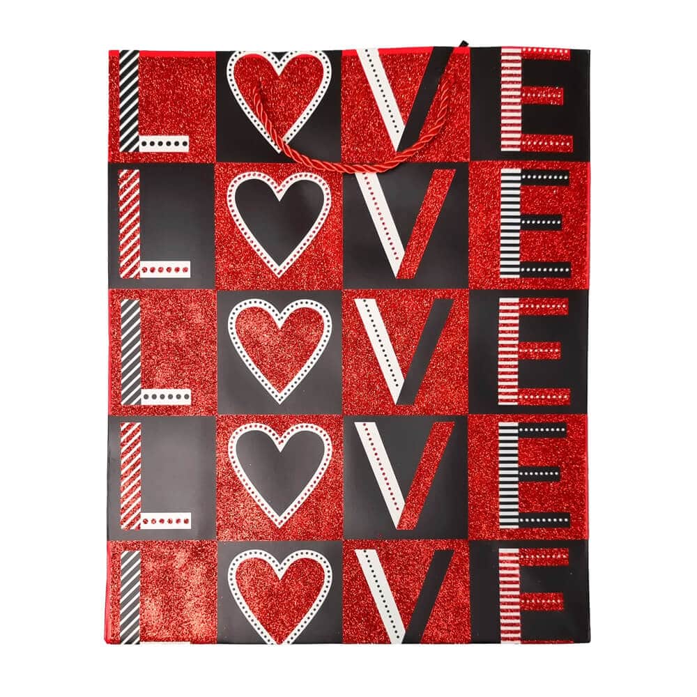 Pungi cadou cu sclipici mix 4 modele - Love (set 12 buc)