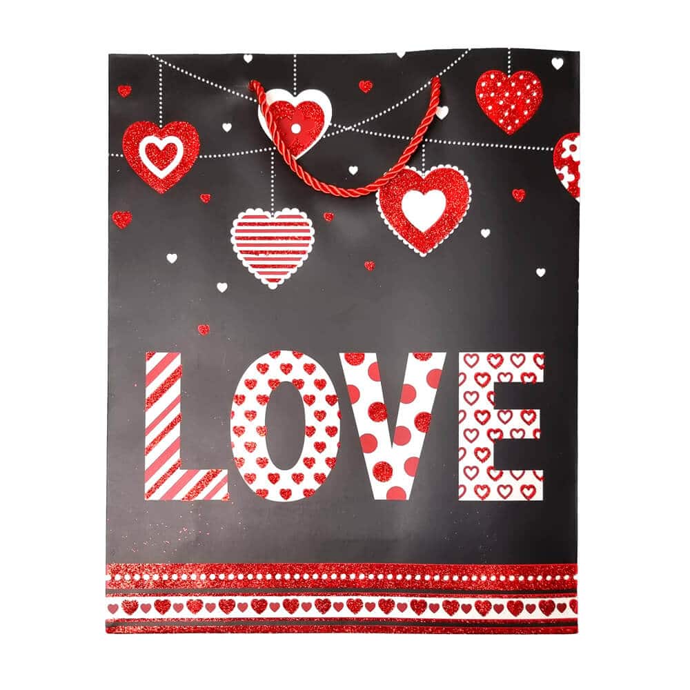 Pungi cadou cu sclipici mix 4 modele - Love (set 12 buc)