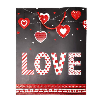 Pungi cadou cu sclipici mix 4 modele - Love (set 12 buc)