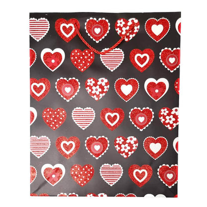 Pungi cadou cu sclipici mix 4 modele - Love (set 12 buc)