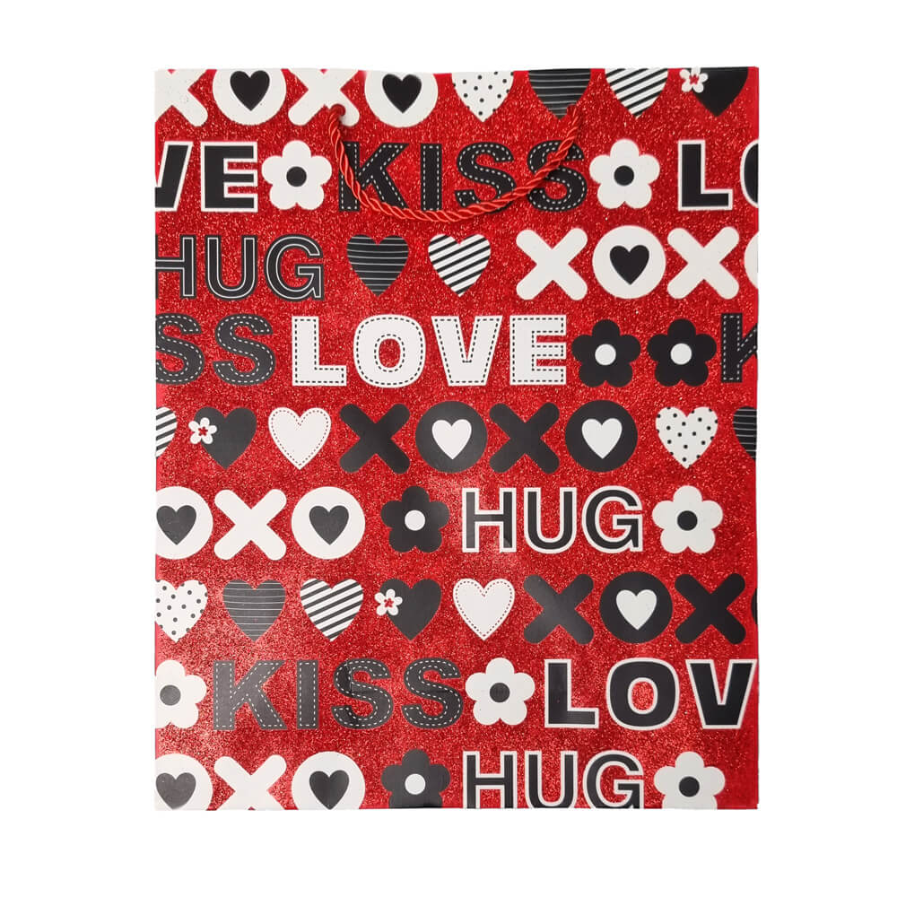 Pungi cadou cu sclipici mix 4 modele - Love (set 12 buc)