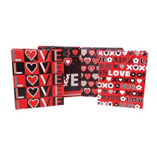 Pungi cadou cu sclipici mix 4 modele - Love (set 12 buc)