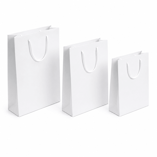 Pungi cadou dreptunghiulare uni - alb (set 12 buc)