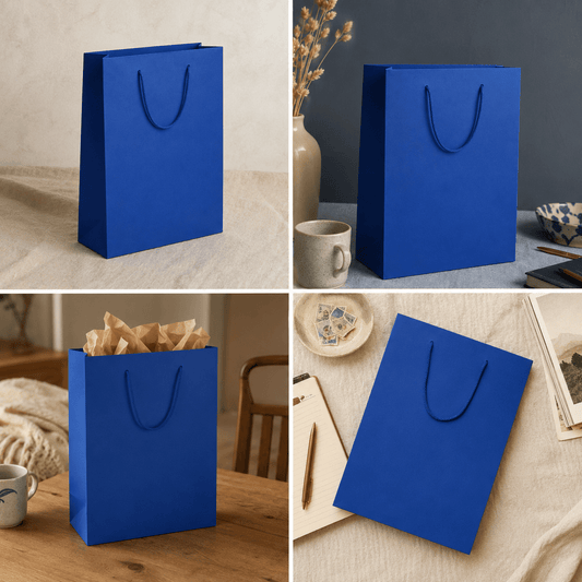 Pungi cadou dreptunghiulare uni - albastru (set 12 buc)