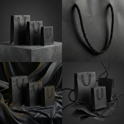 Pungi cadou dreptunghiulare uni - negru (set 12 buc)
