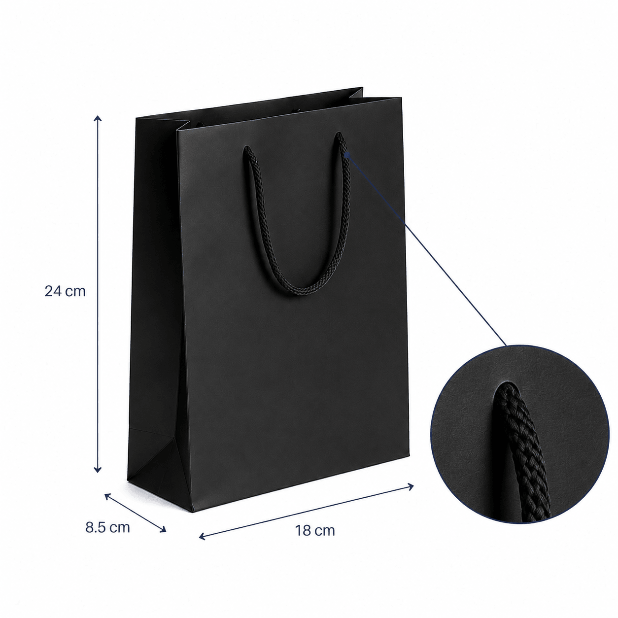 Pungi cadou dreptunghiulare uni - negru (set 12 buc)