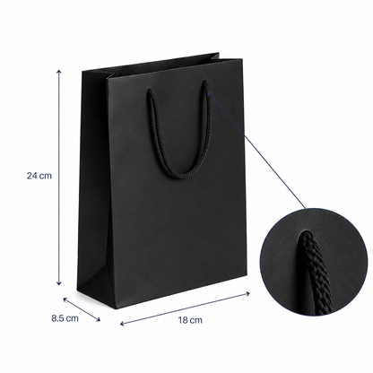 Pungi cadou dreptunghiulare uni - negru (set 12 buc)