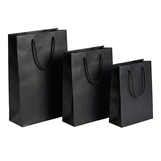 Pungi cadou dreptunghiulare uni - negru (set 12 buc)