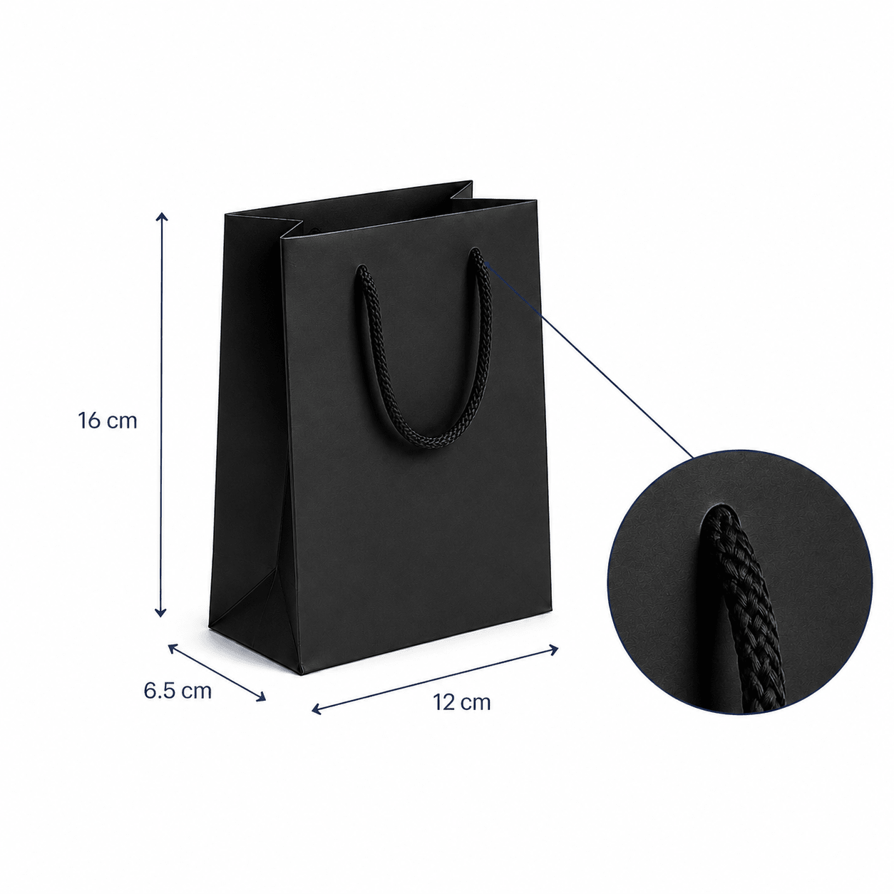 Pungi cadou dreptunghiulare uni - negru (set 12 buc)