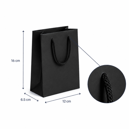 Pungi cadou dreptunghiulare uni - negru (set 12 buc)