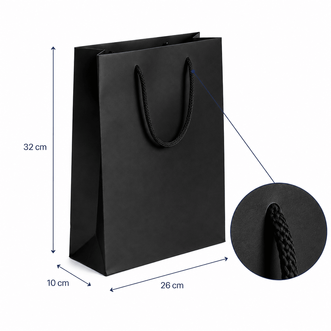 Pungi cadou dreptunghiulare uni - negru (set 12 buc)