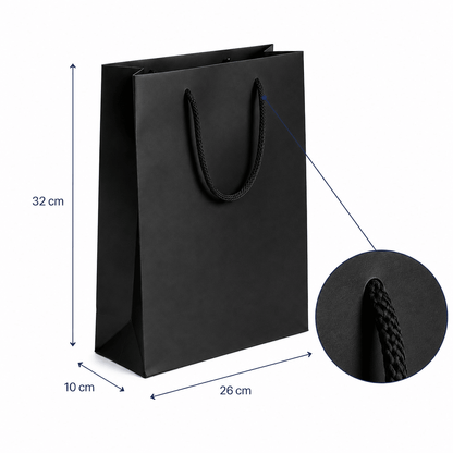 Pungi cadou dreptunghiulare uni - negru (set 12 buc)