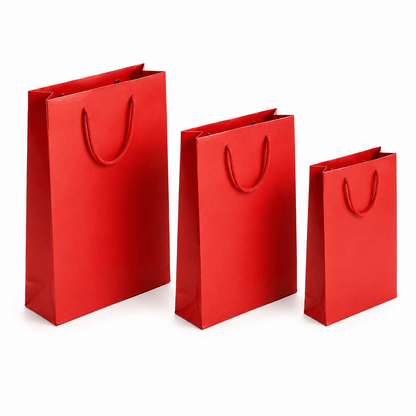 Pungi cadou dreptunghiulare uni - roșu (set 12 buc)