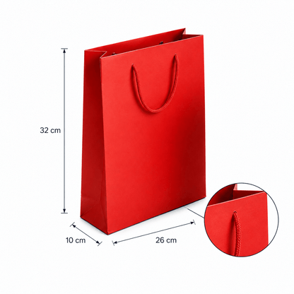 Pungi cadou dreptunghiulare uni - roșu (set 12 buc)