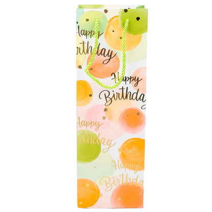 Pungi colorate pentru sticle cu mesaj Happy Birthday, mix 4 modele (set 12 buc)